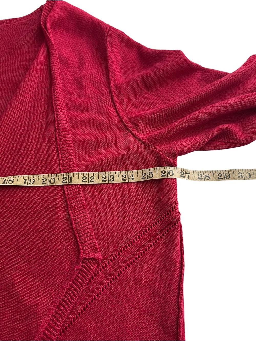 Eileen Fisher Size 3X Linen Knit Open Cardigan Raspberry - Picture 9 of 14